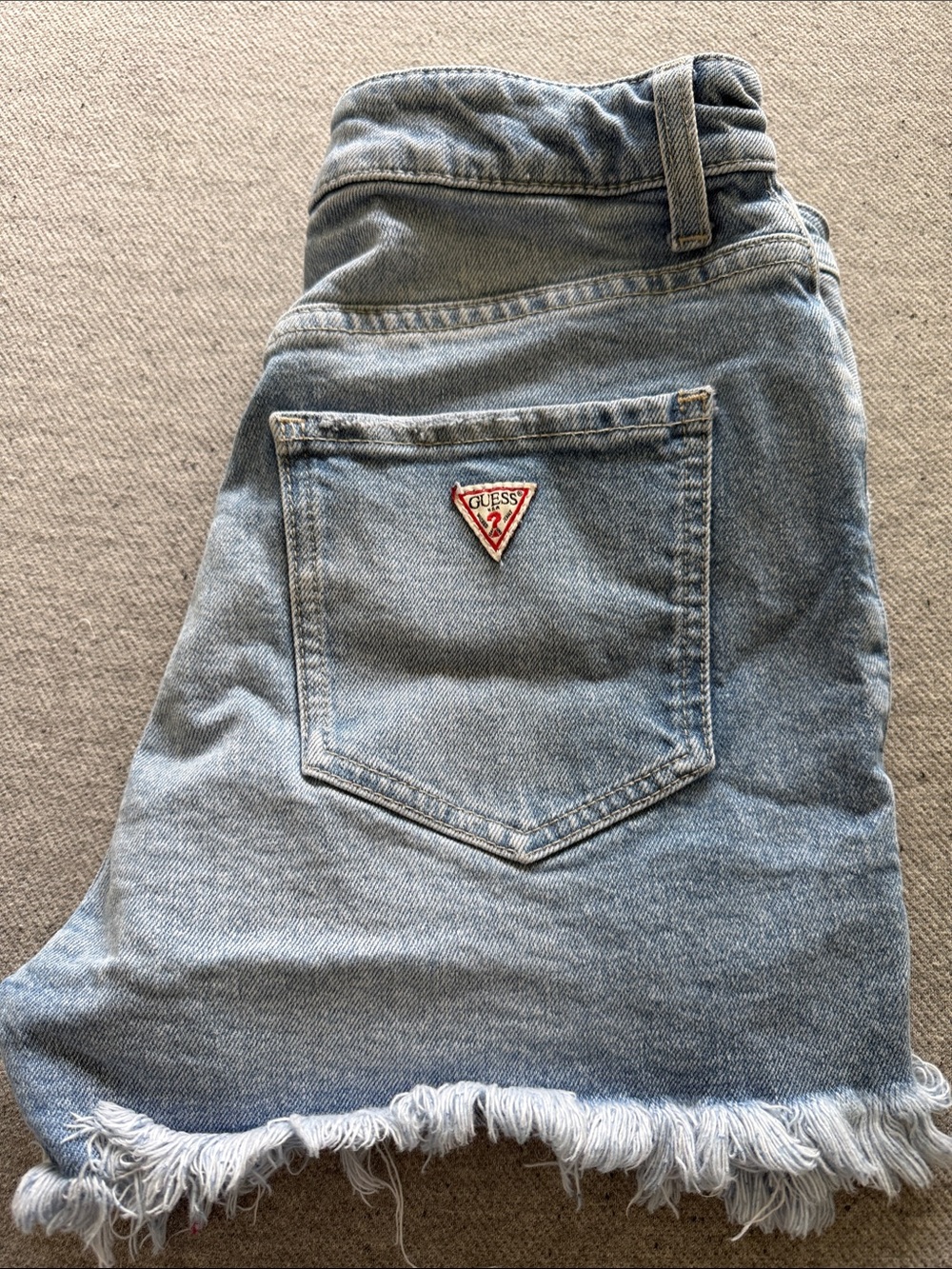 GUESS Light Blue Denim Cropped Jean Skirt with Frayed Hem